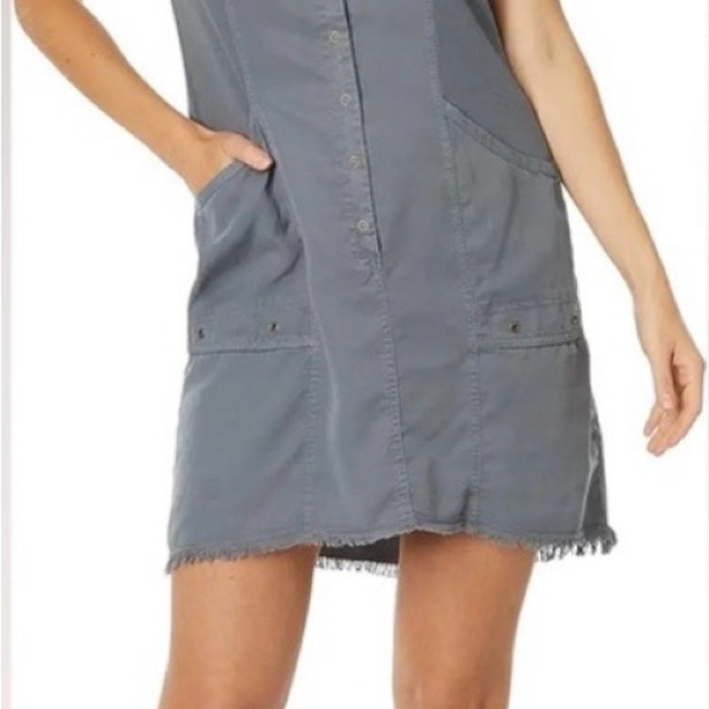 XCVI Gray Austen Dress 100% Tencel Raw Edge Size Small NWOT - Picture 3 of 5